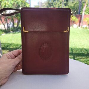 Cartier Must de Cartier Leather Clutch Bag - Red 9" x 6" x 1.5